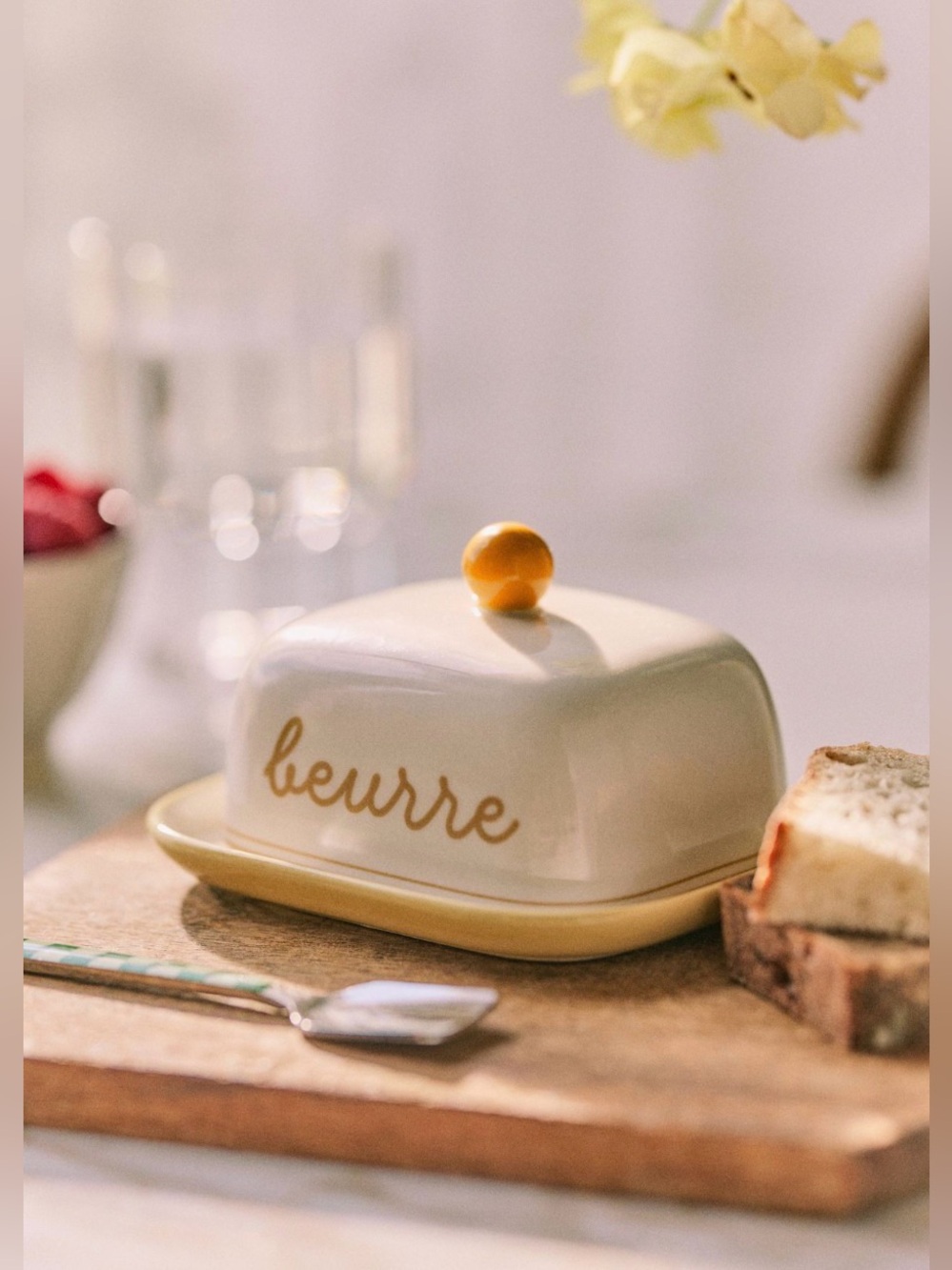 Anthropologie Café Violette Handpainted Stoneware Butter Dish, NIP